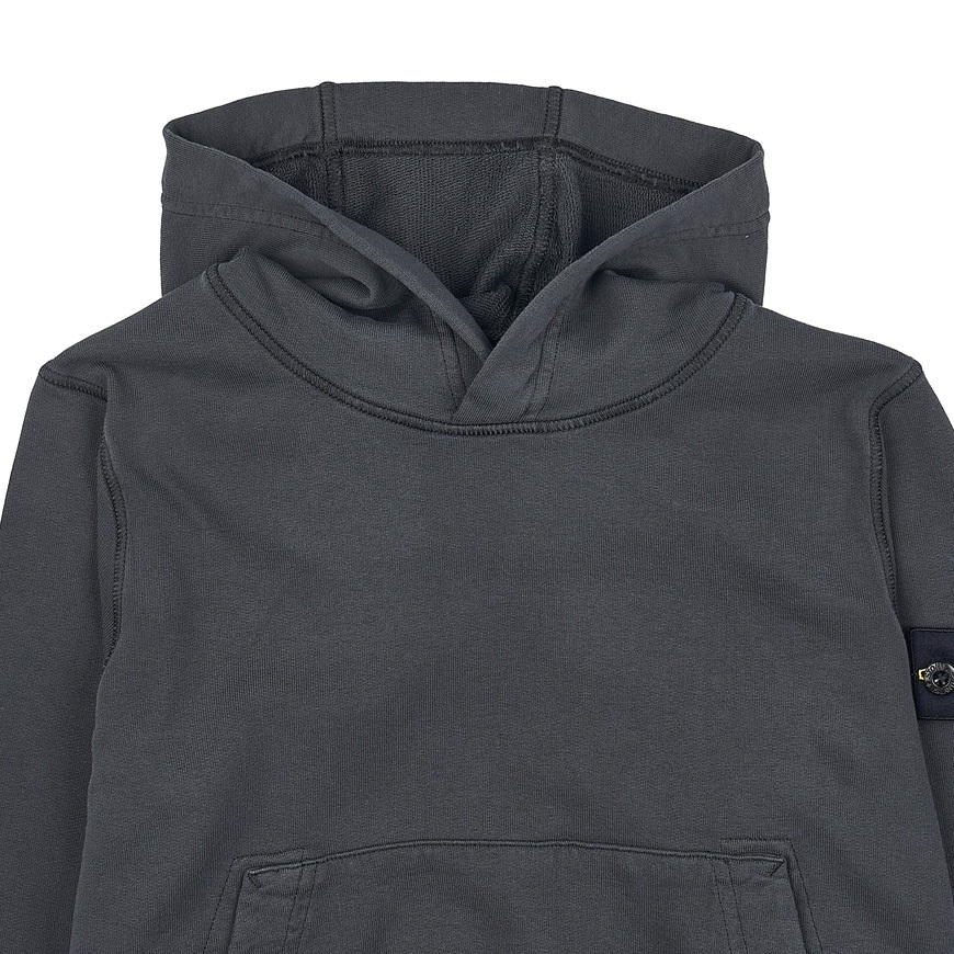 Stone Island Logo Hooded Sweater In Charcoal-grey
