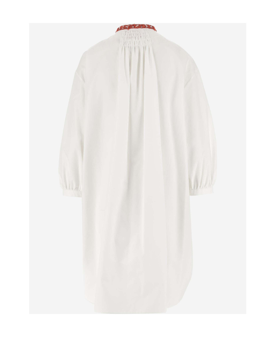 Valentino Bead-embellished Cotton-poplin Mini Dress In White