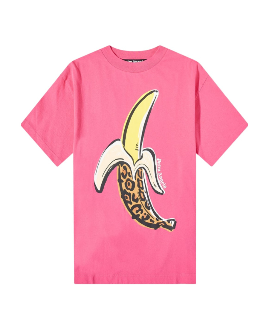 Palm Angels Man T-shirt Fuchsia Size M Cotton In Pink