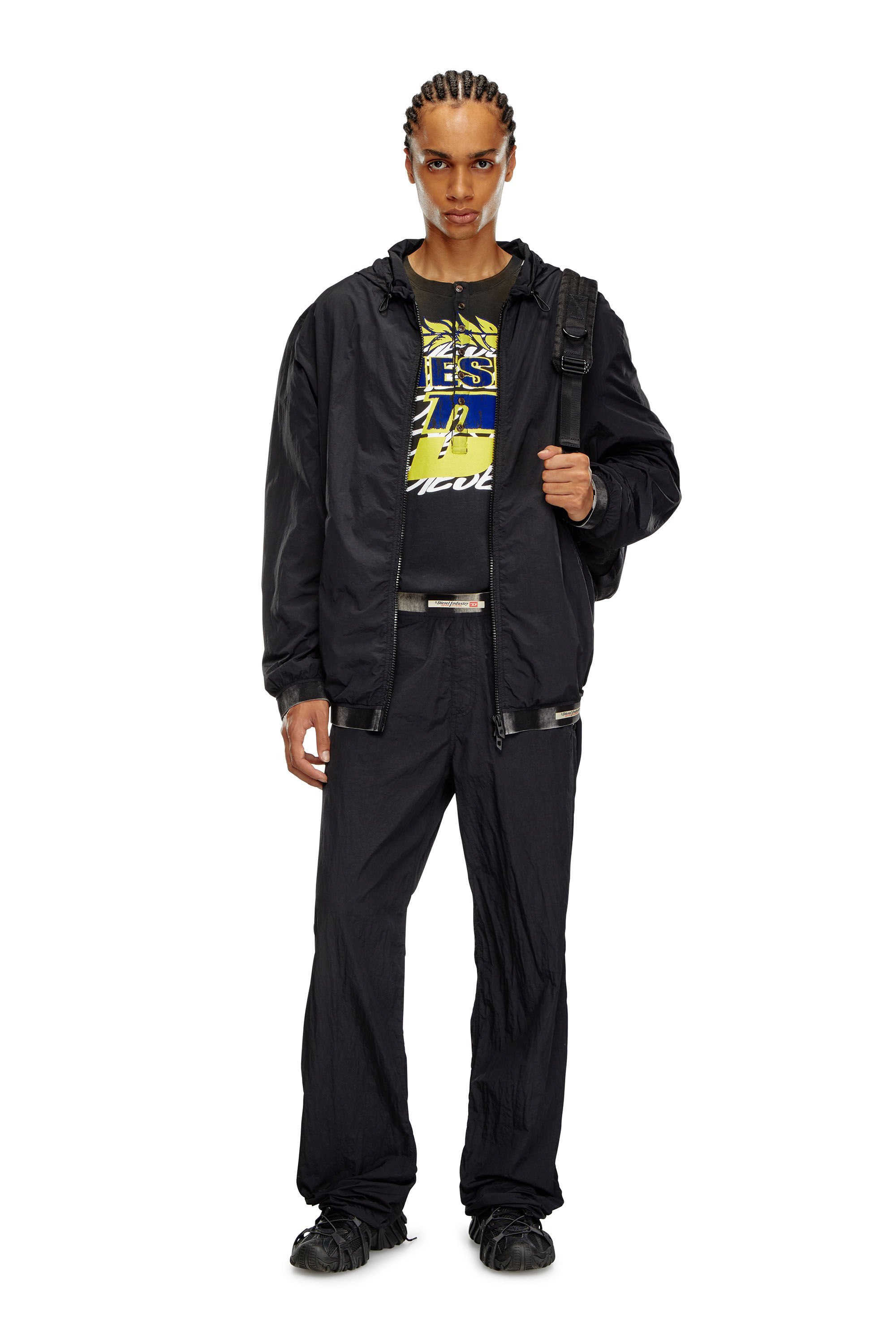 Diesel J-post Recycled Zip-up Hooded Jacket In Black