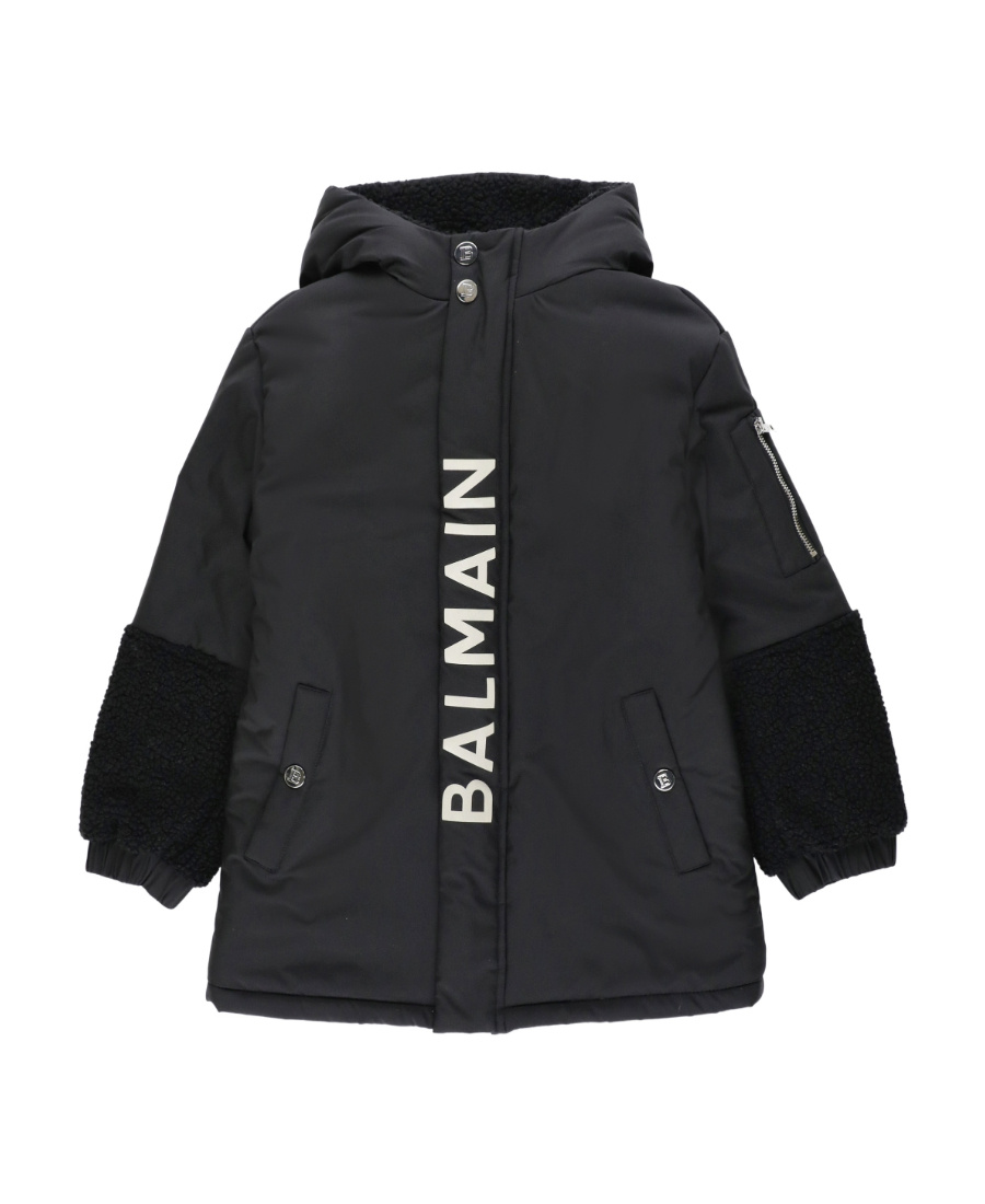 Balmain Logo-print Hooded Padded Jacket In Black