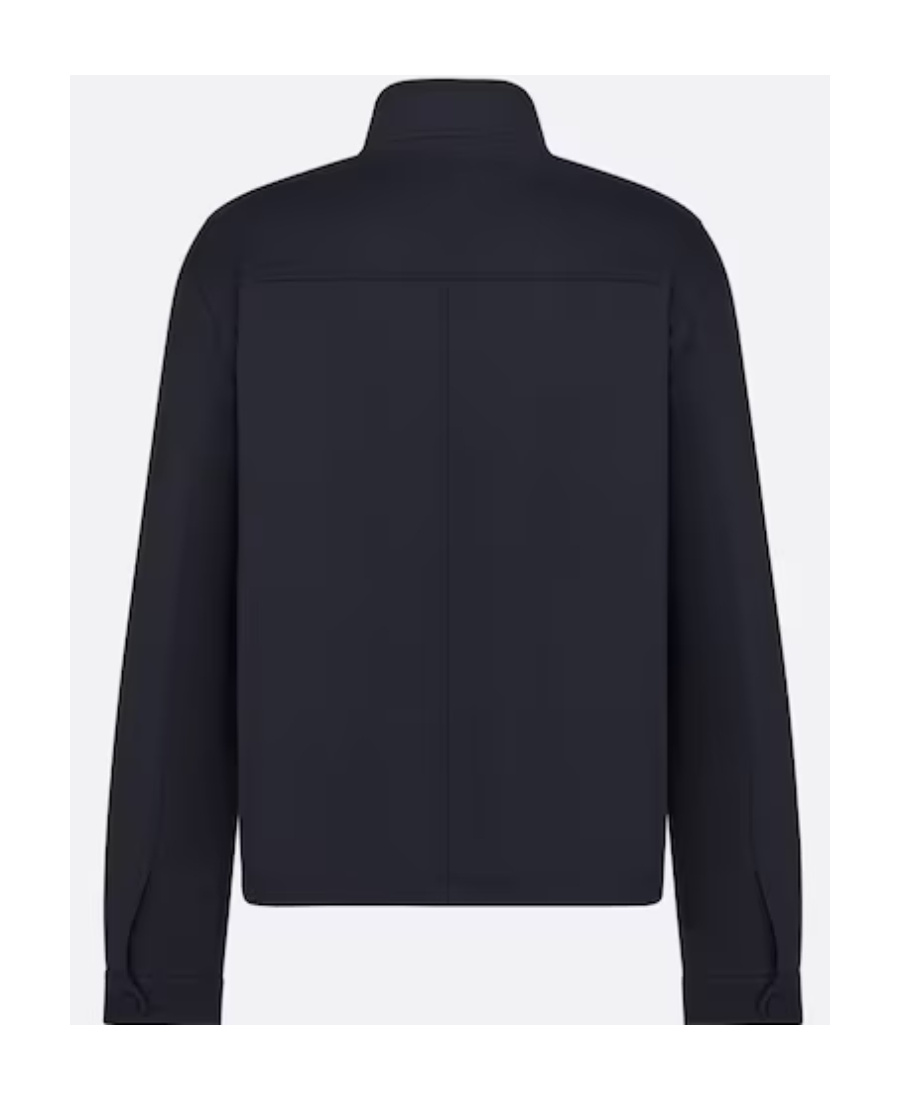Dior Striped Textured Wool Casual Jacket In Blue
