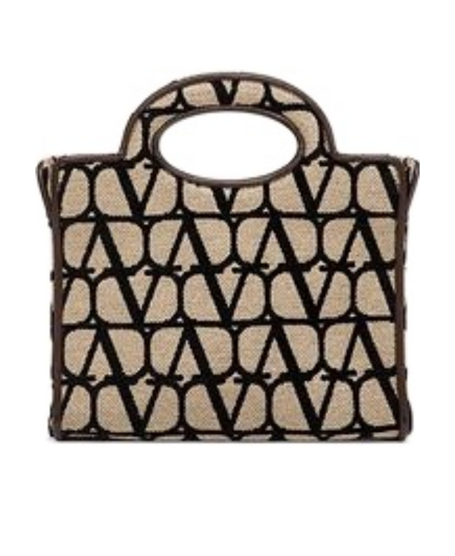 Valentino Le Troisième Mini Shopping Bag In Toile Iconographe In Nude