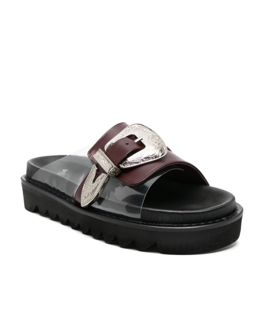 Shop Toga Open-toed Slippers In Black
