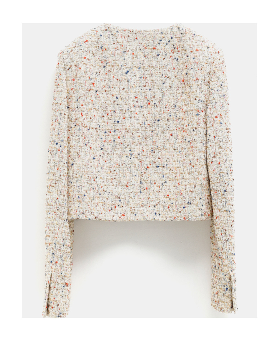 Alessandra Rich Tweed Cropped Jacket In White