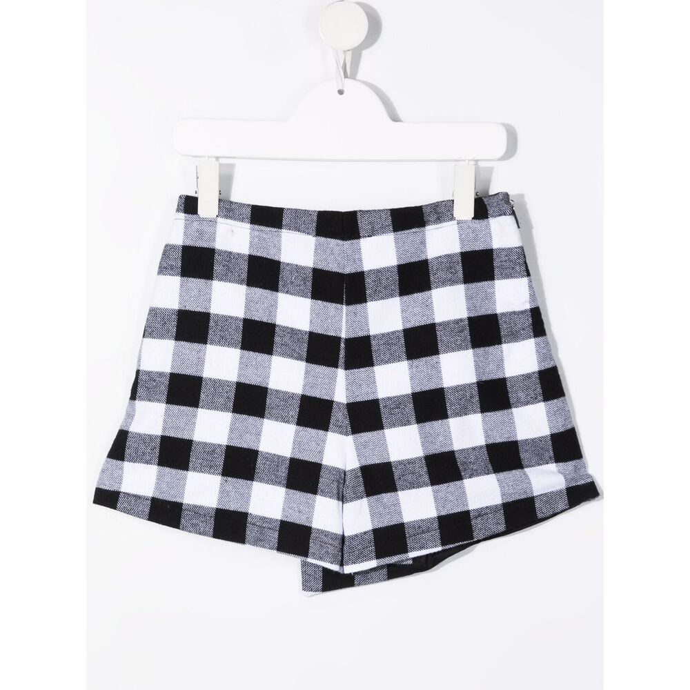 Msgm Kids Shorts With White And Black Gingham Motif In White