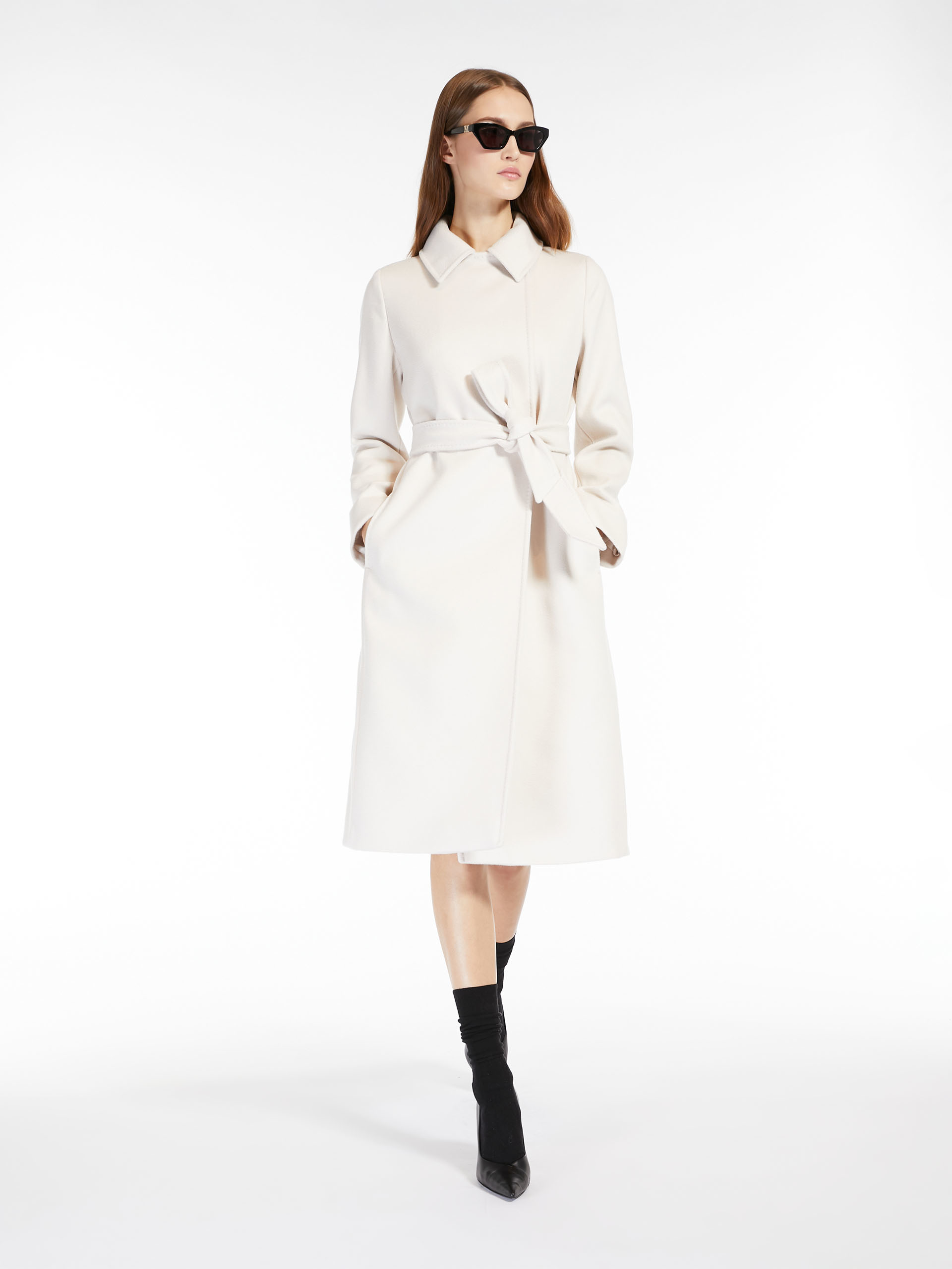 Max Mara Wool Robe Overcoat In White