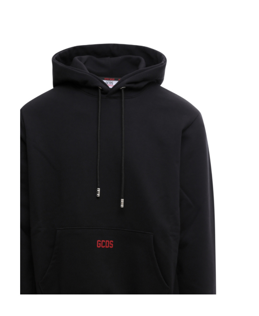 Gcds Eco Logo Print Regular Hoodie In Black