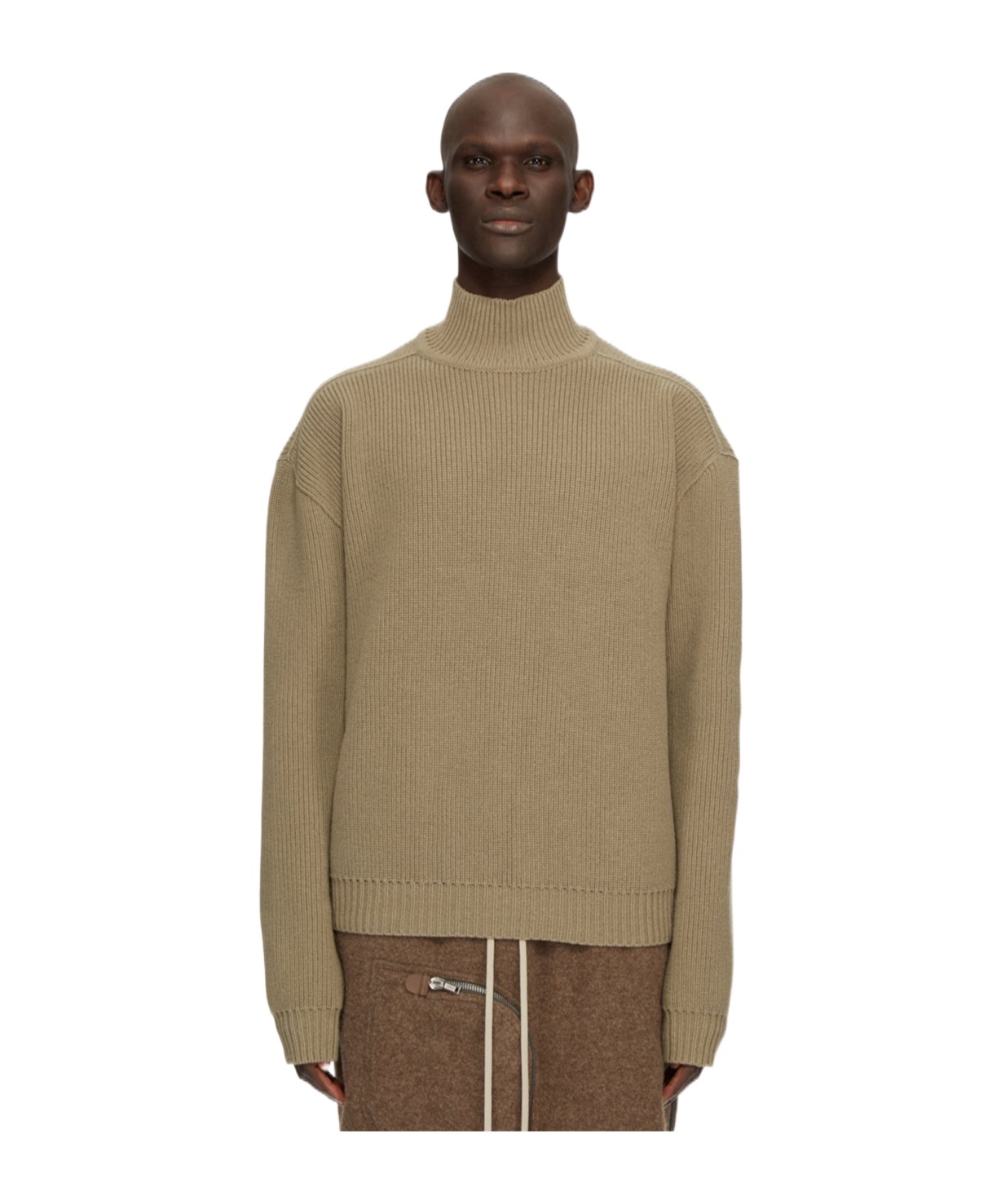 Rick Owens Roll-neck Virgin-wool Jumper In Brown