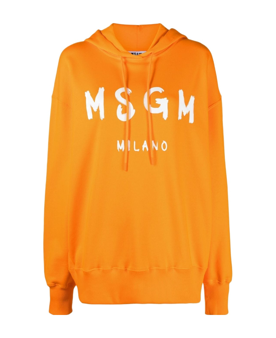 Msgm Logo-print Detail Hoodie In Orange