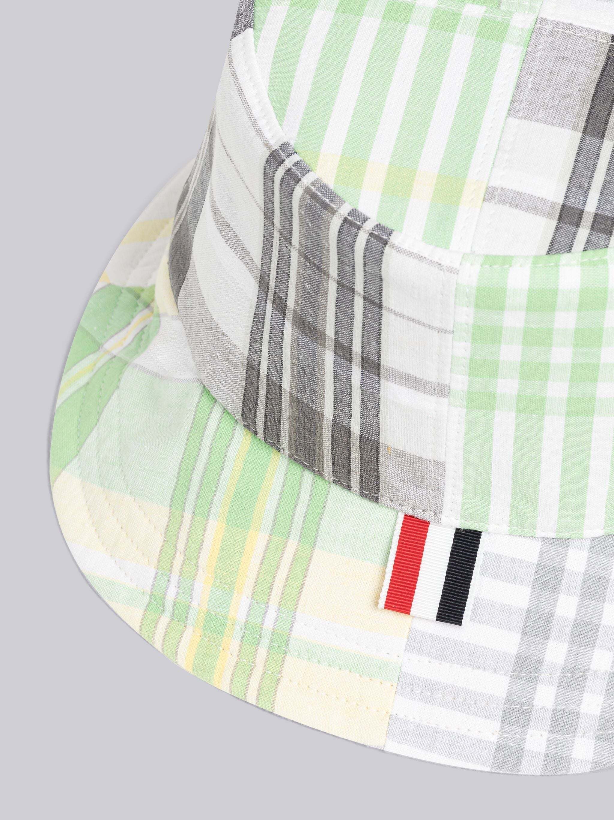 Thom Browne Checked Cotton Bucket Hat In White