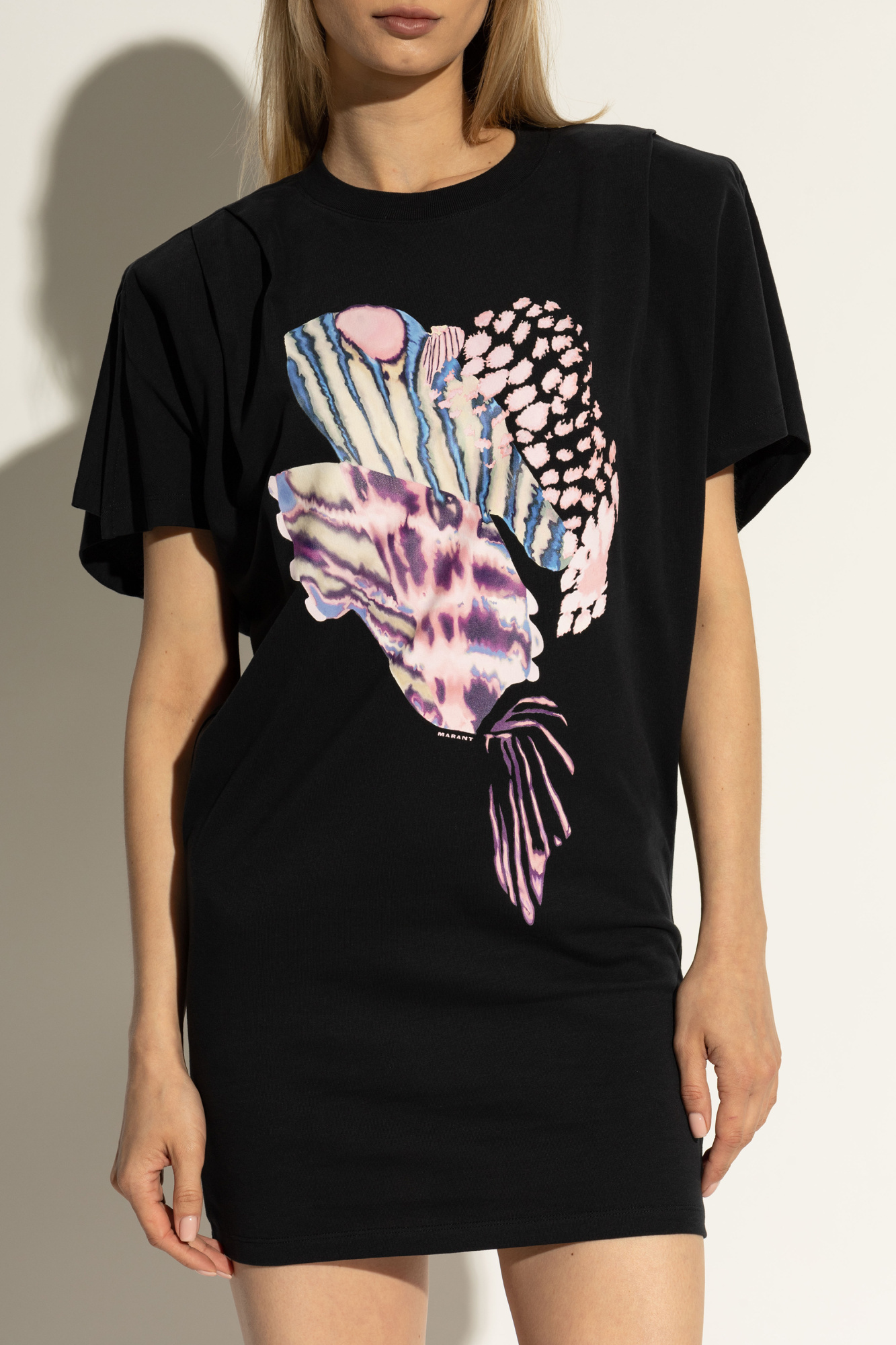 Shop Isabel Marant Étoile Graphic-print Cotton Dress In Black
