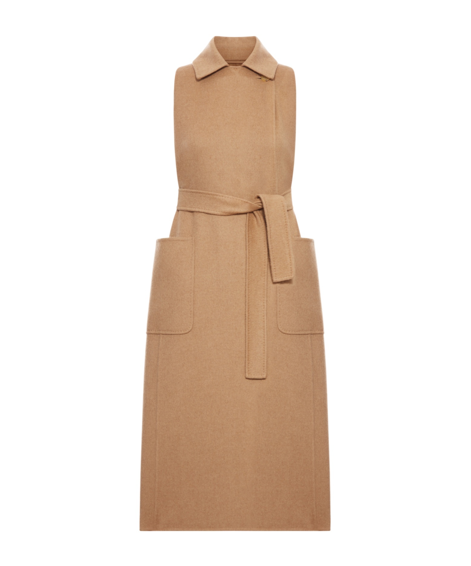 Max Mara Long Sleeveless Coat Sedan In Brown