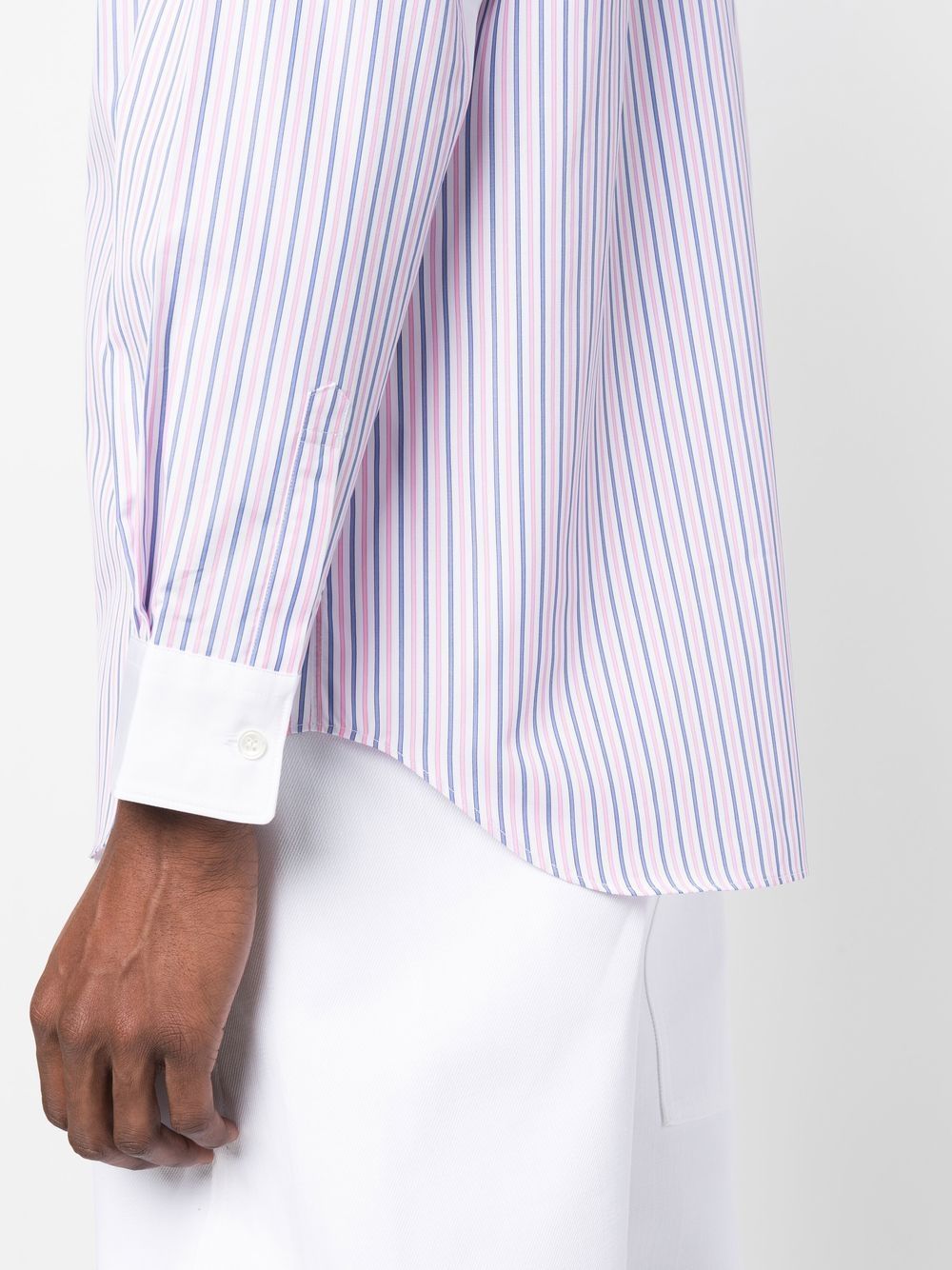 Comme Des Garçons Logo Long-sleeved Shirt In White
