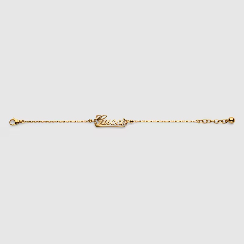 Gucci Chain Bracelet With Script In Yellow