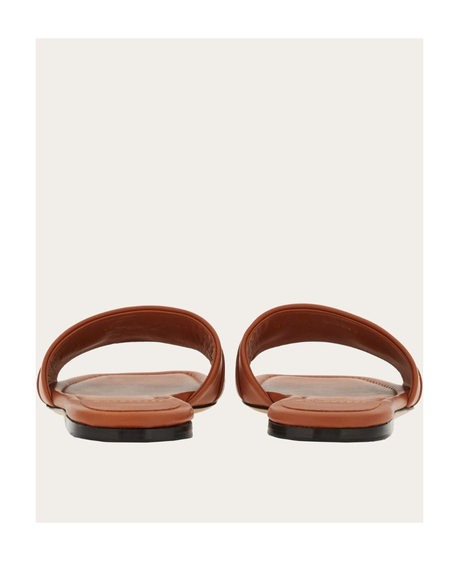 Ferragamo 'leah' Brown Slide Sandals In Brown
