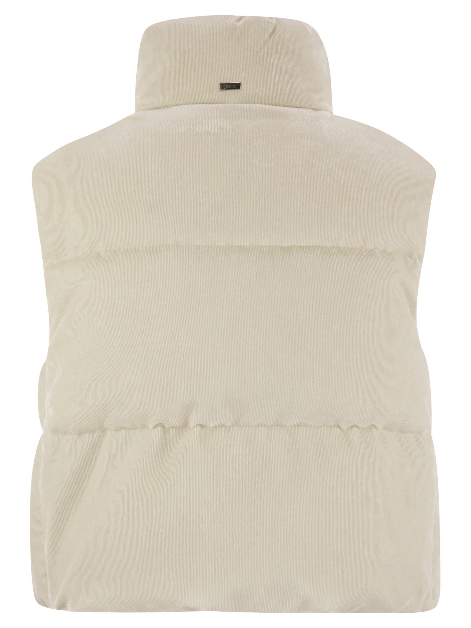Herno Velvet Sleeveless Down Jacket In Neutral