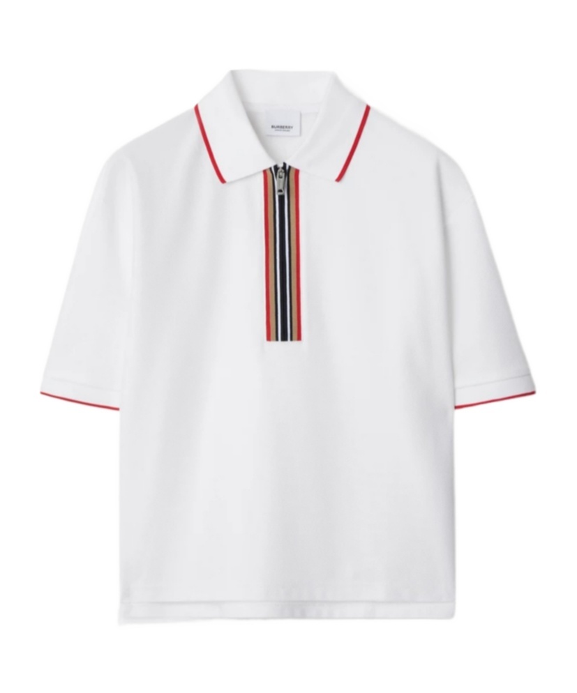 Burberry Polo Shirt With Lapel Short Sleeve In White