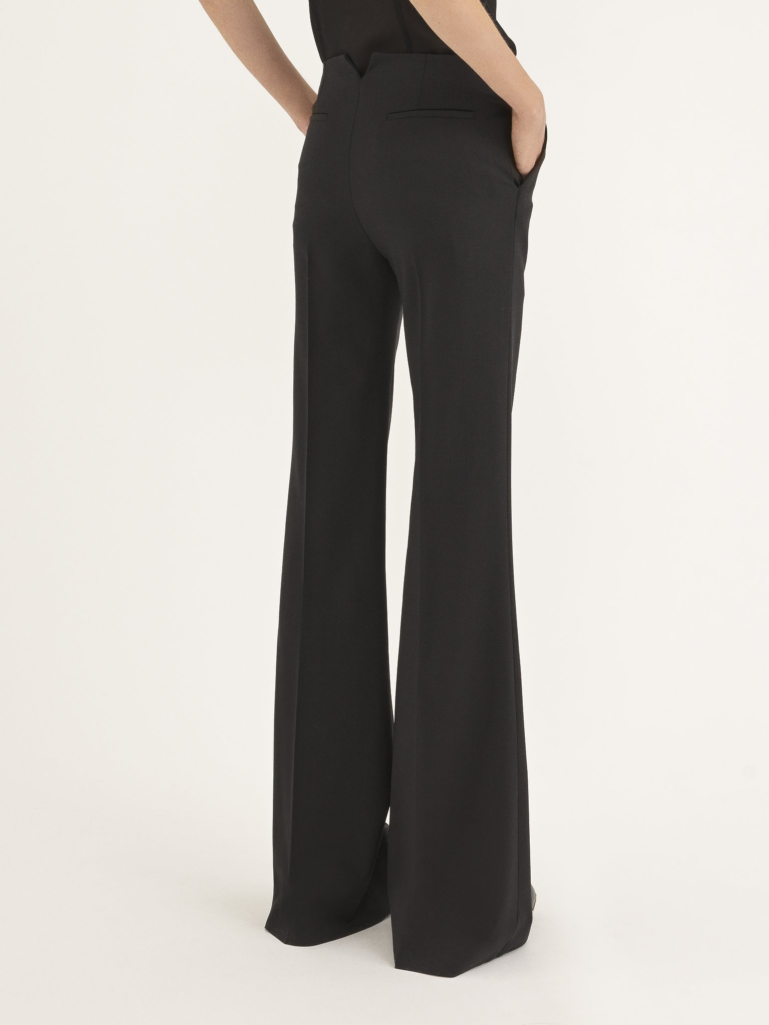 Chloé Black Pants With High Waist And Wide Leg In Viscose Blend Stretch Woman In Black