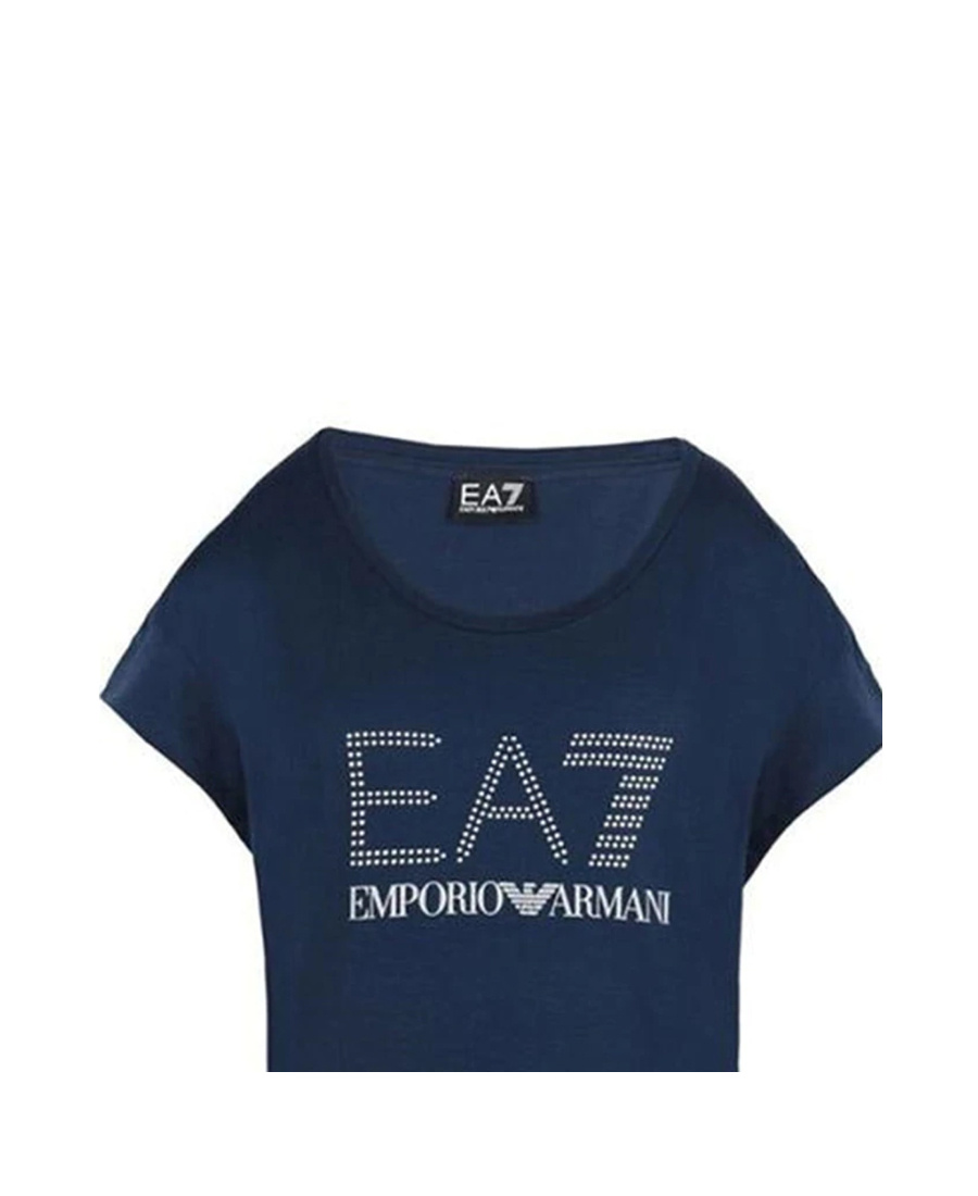 Ea7 Navy Blue Round-necked T-shirt In Blue