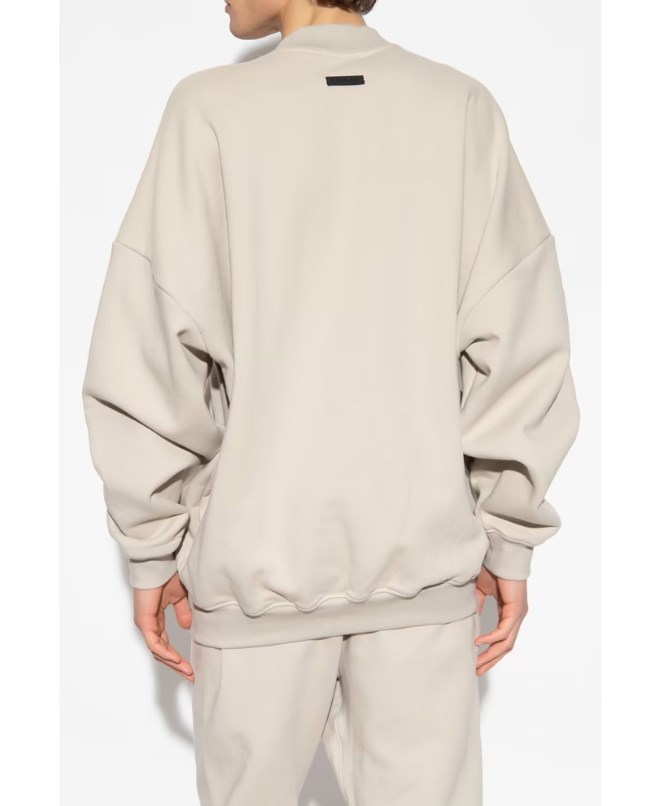Fear Of God Logo-embroidered Long-sleeved Cotton Sweatshirt In Nude