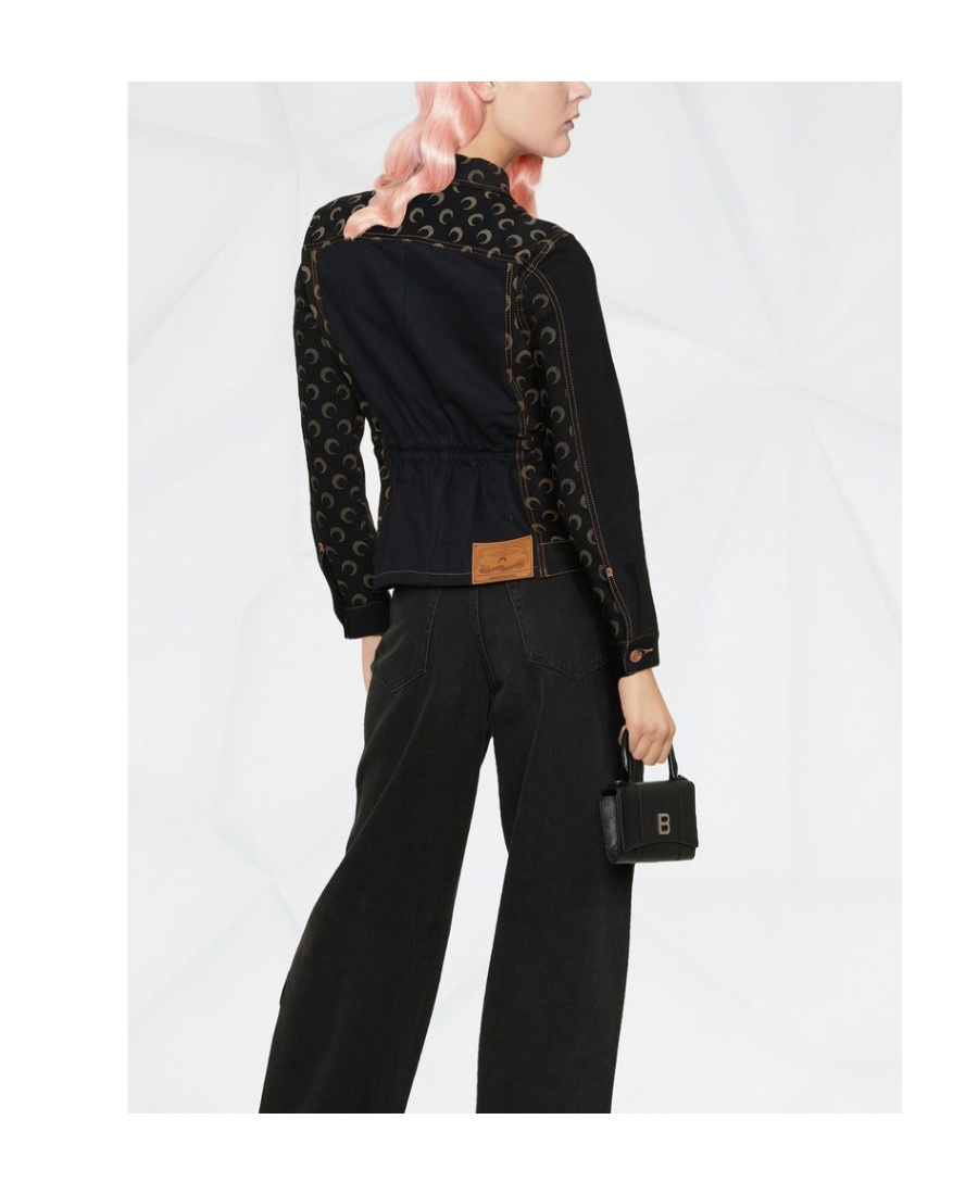 Marine Serre Moon-print Denim Jacket In Black