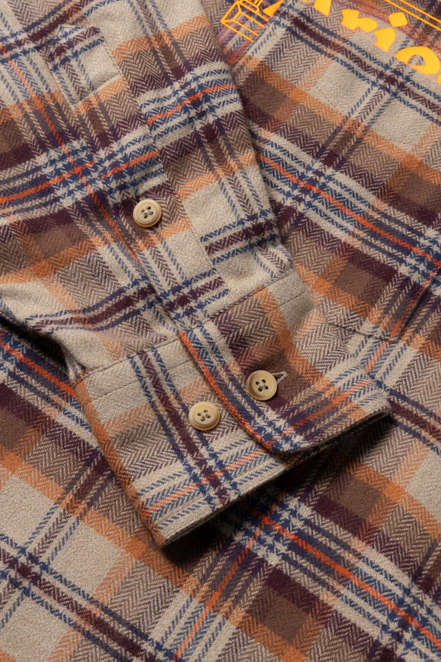 Aries Plaid-check Flannel Shirt In Brown