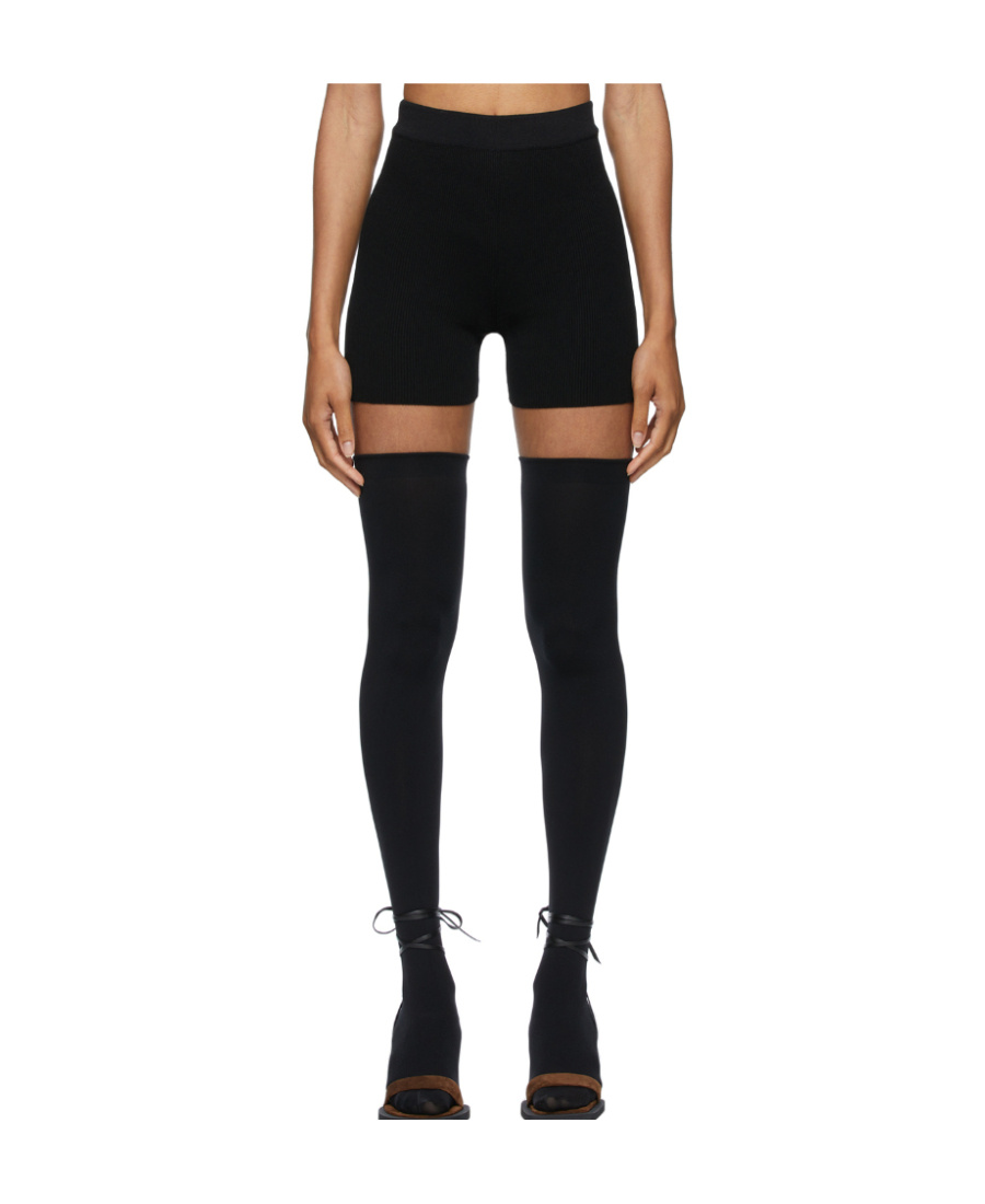 Jacquemus High-waisted Ribbed Cycling Shorts In Black