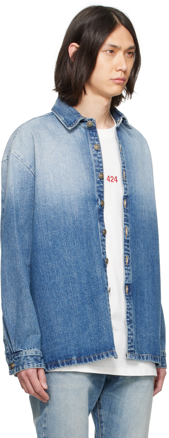 424 Gradient-effect Denim Shirt In Blue