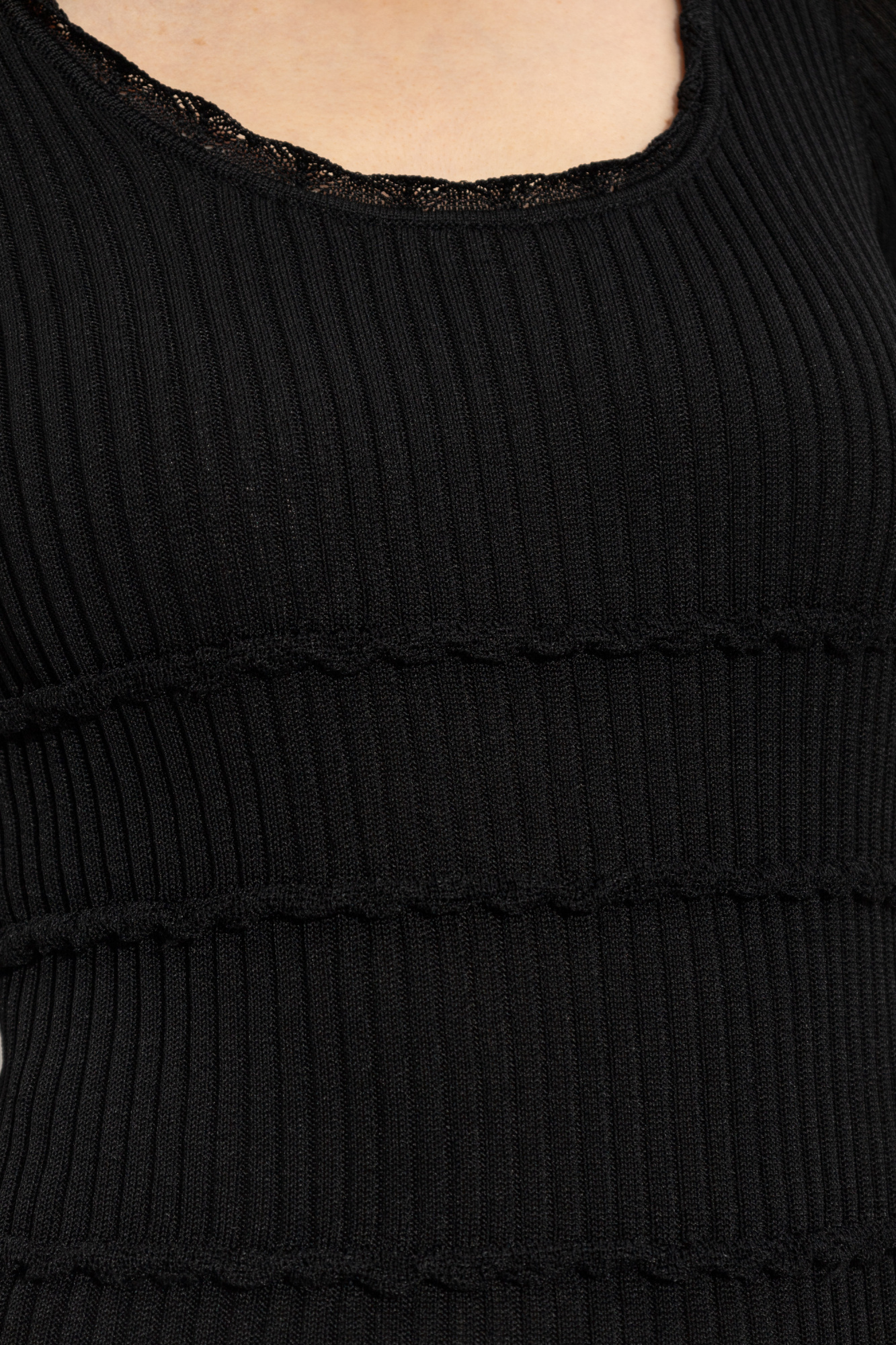Dsquared2 Scallop Lace-trim Rib-knit Minidress In Black