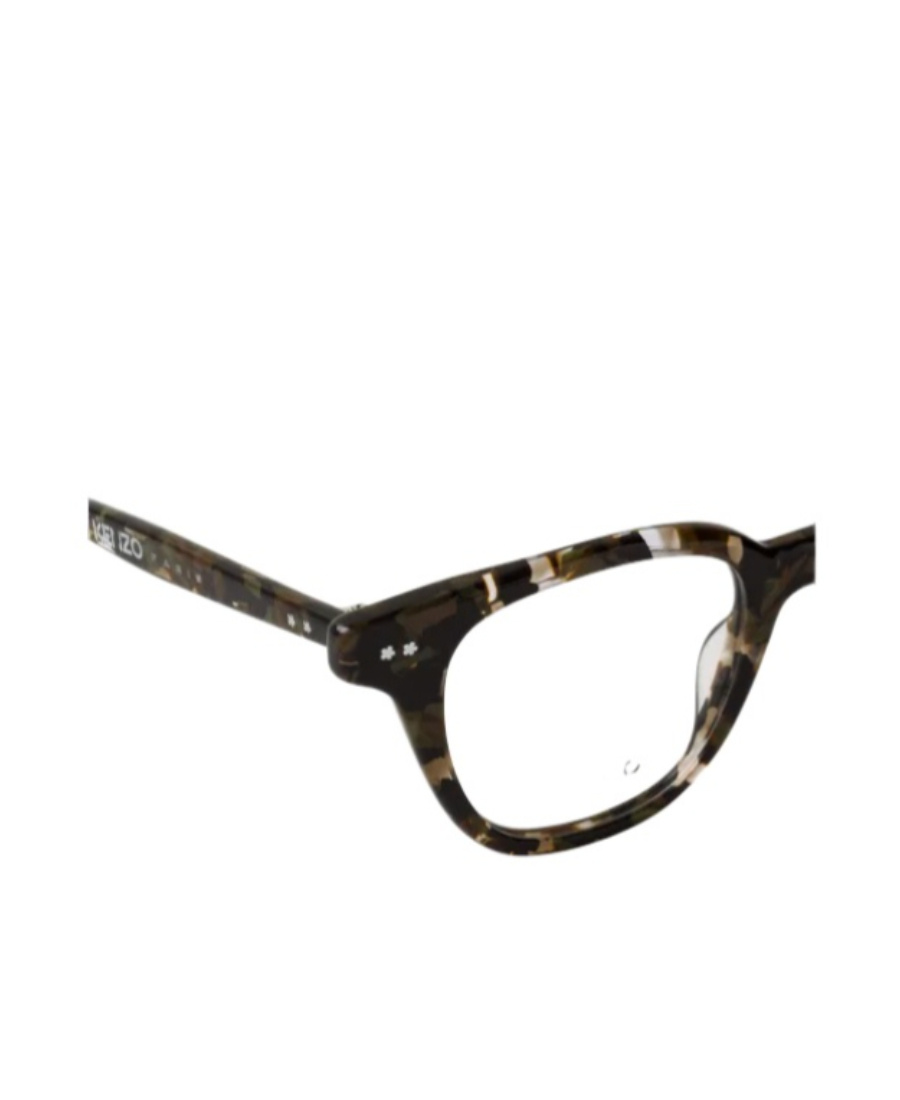 Kenzo Camouflage-pattern Round-frame Glasses In Black
