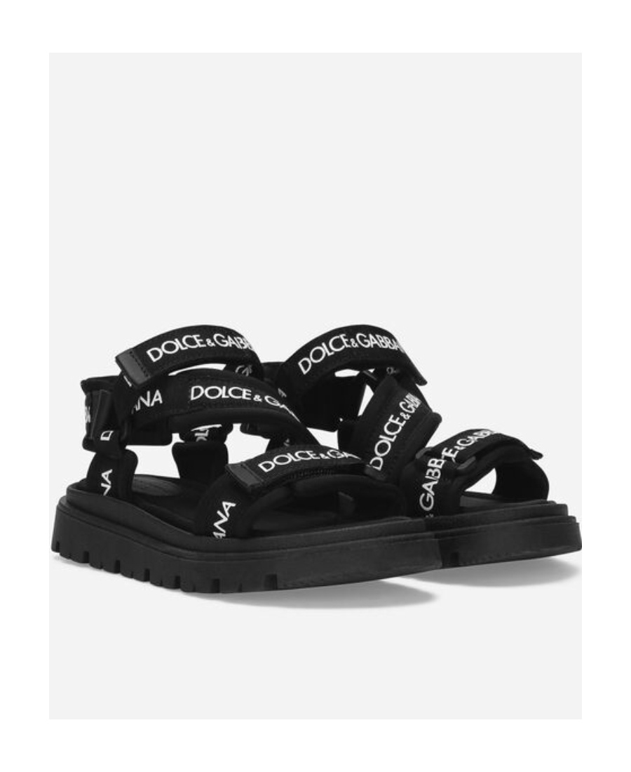 Dolce & Gabbana Branded Grosgrain Sandals In Black