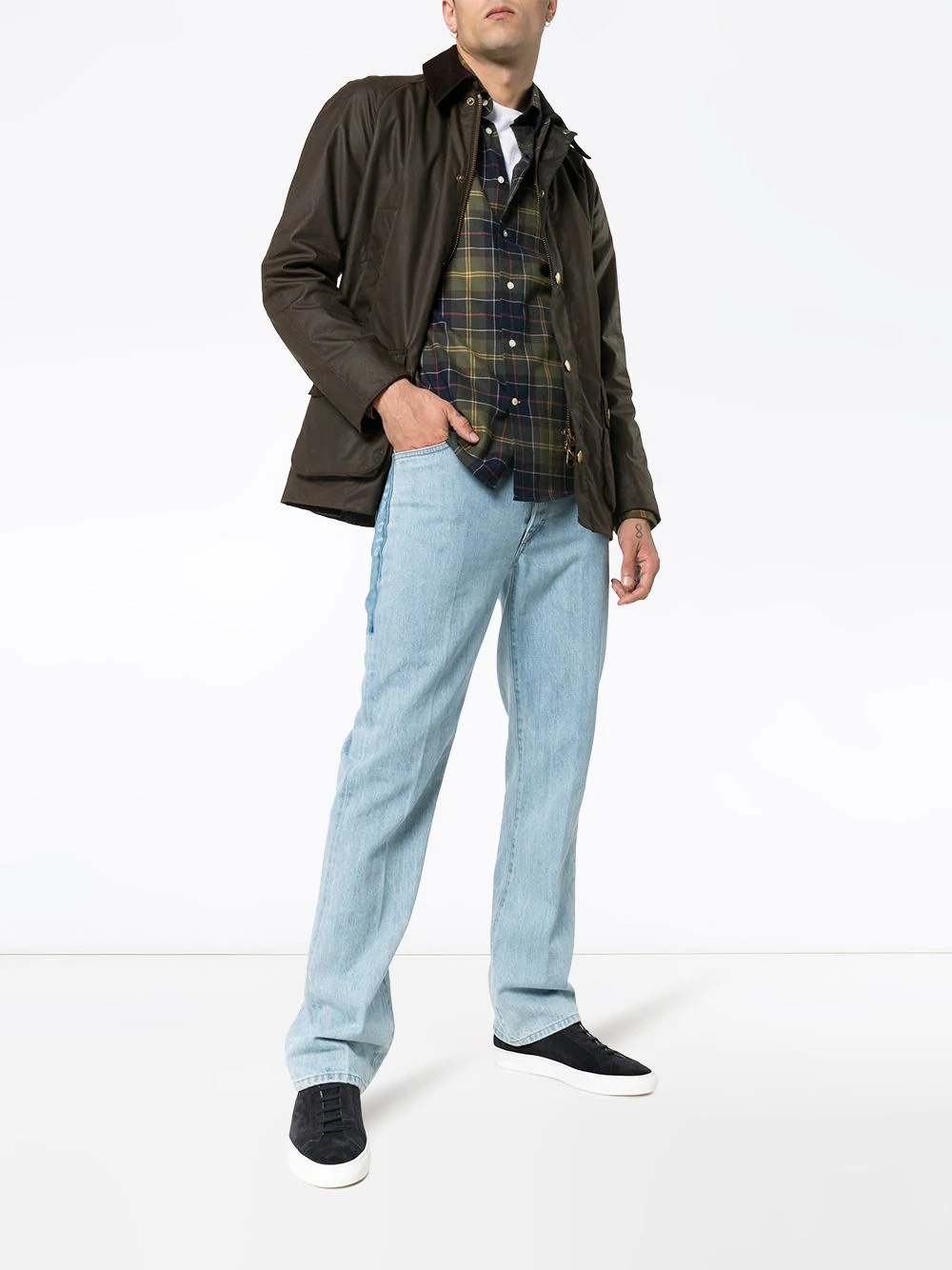 Barbour Ashby Corduroy Collar Water Resistant Waxed Cotton Jacket In Brown