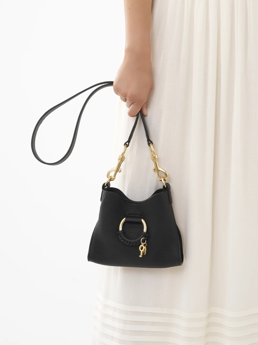 Shop See By Chloé Ring-detailed Leather Crossbody Bag In Black