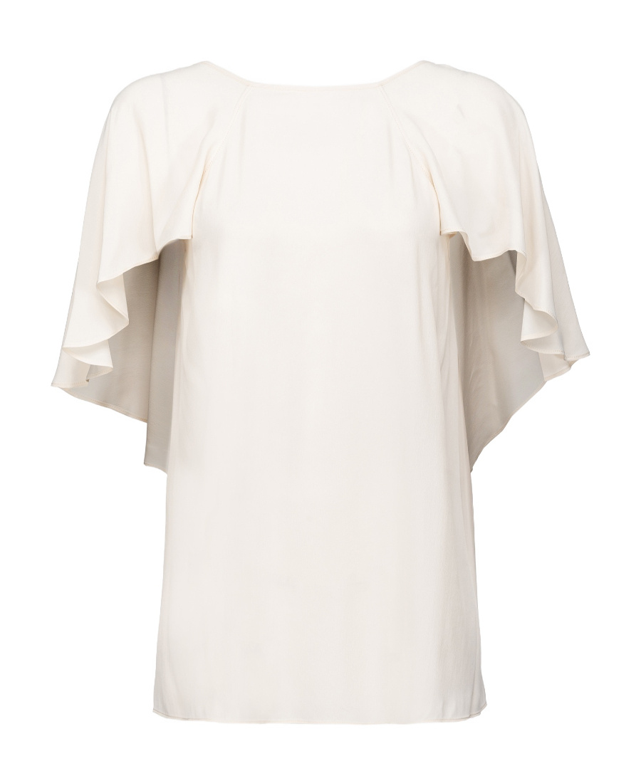 Shop Pinko Ruffled Short-sleeve Blouse In White