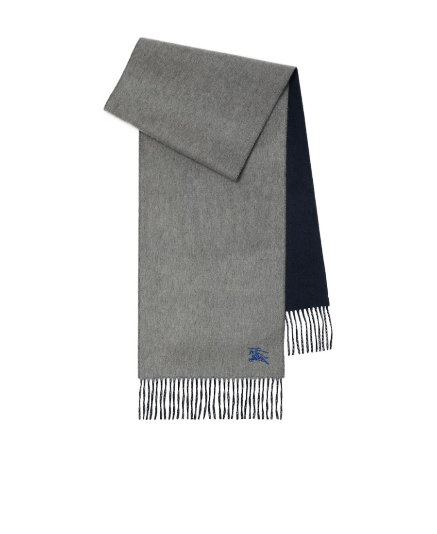 Burberry Ekd Embroidered Cashmere Scarf In Gray