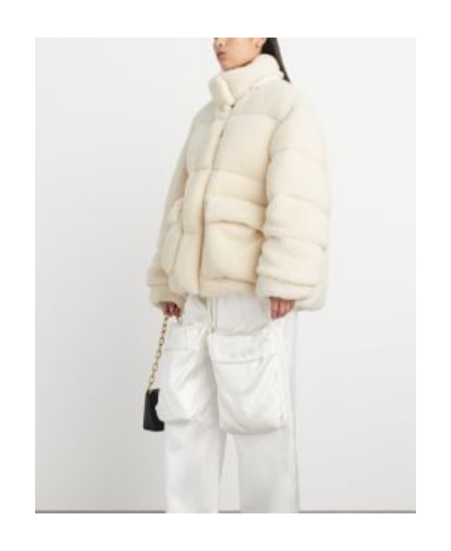 Off-white Arrows Fleece-texture Puffer Jacket In Nude