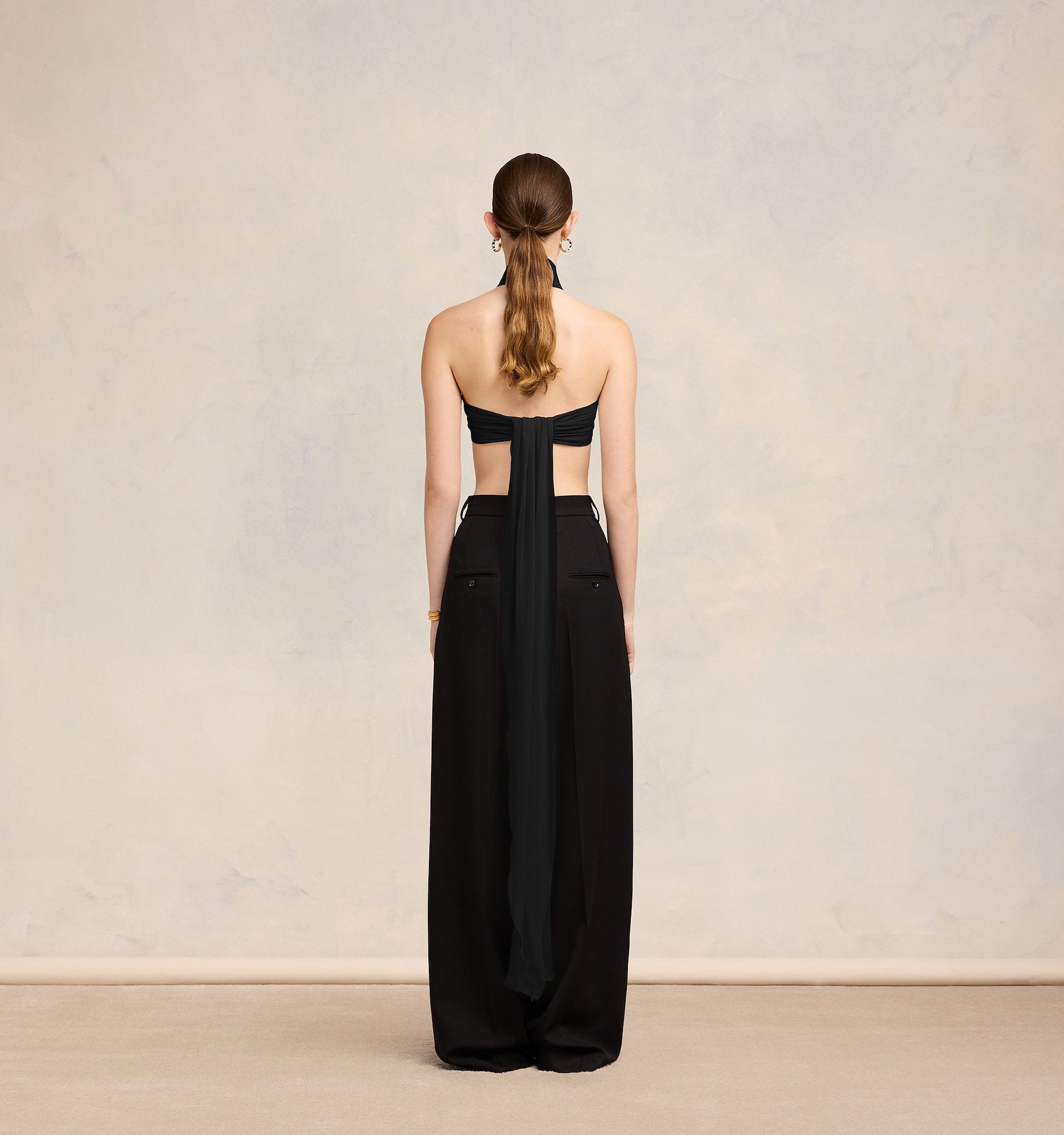 Ami Alexandre Mattiussi Sash Silk Cropped Top In Black