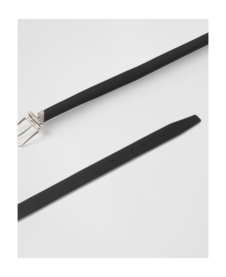 Prada Reversible Leather Belt In Black