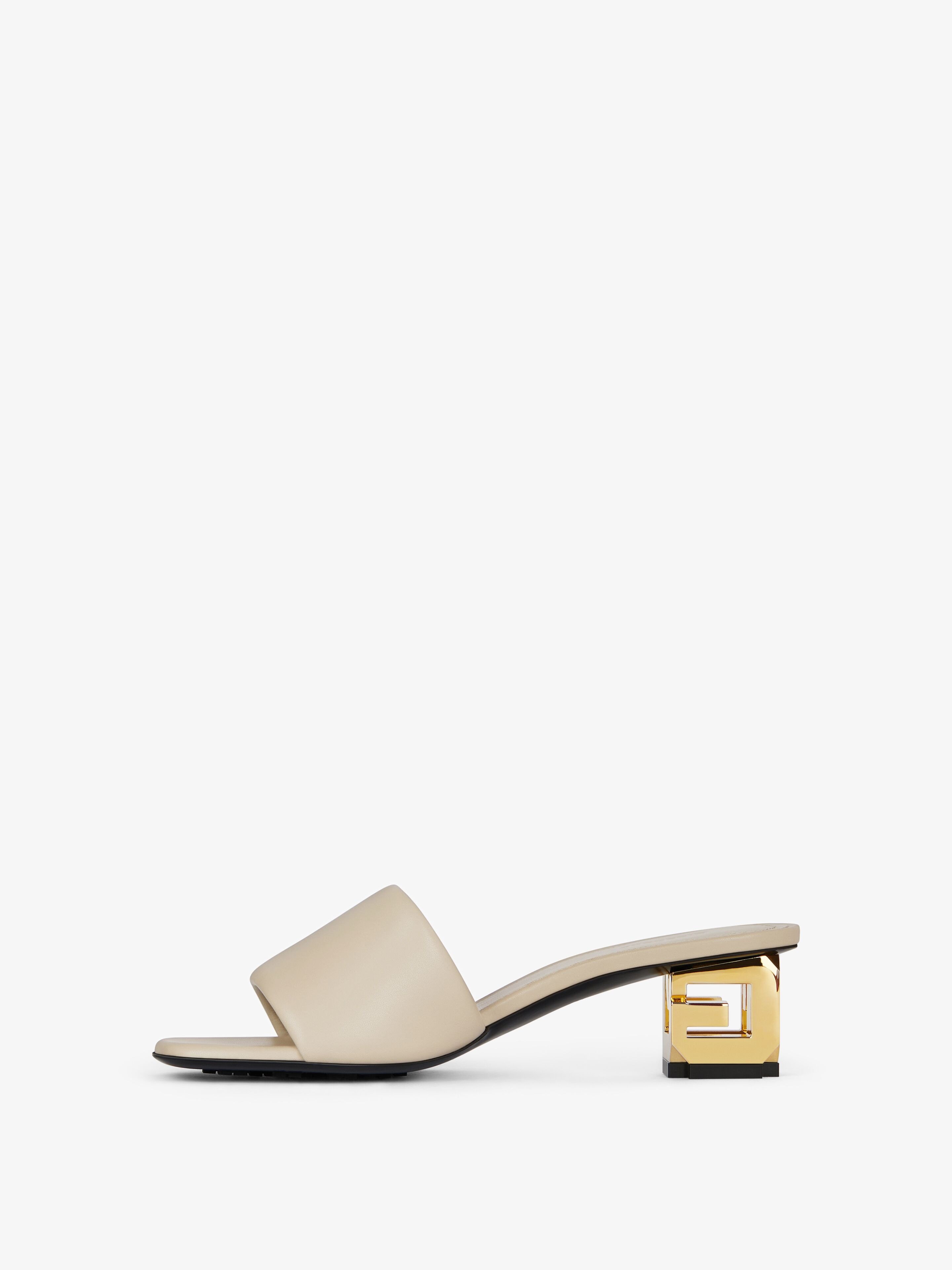 Givenchy Mesh G Cube Mules With Gold-tone Heel In Nude