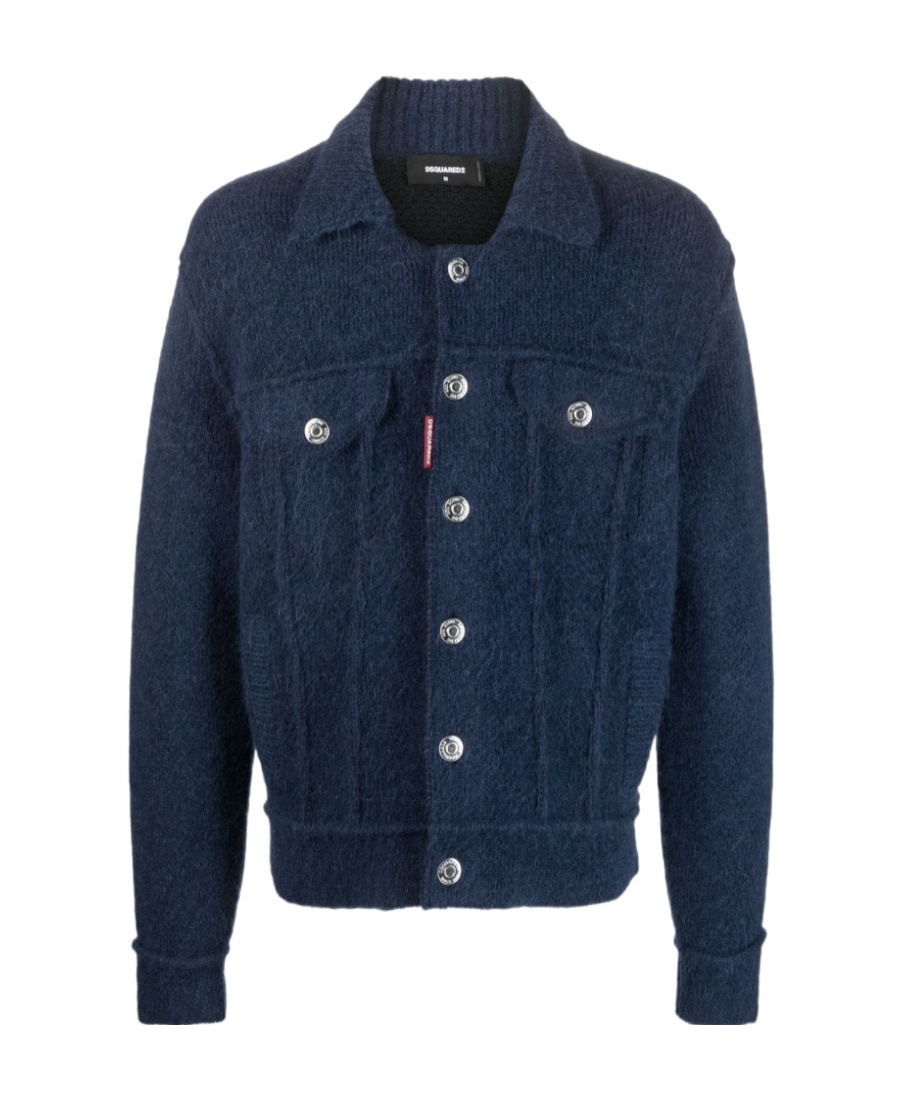 Dsquared2 Button-up Wool-blend Jacket In Blue