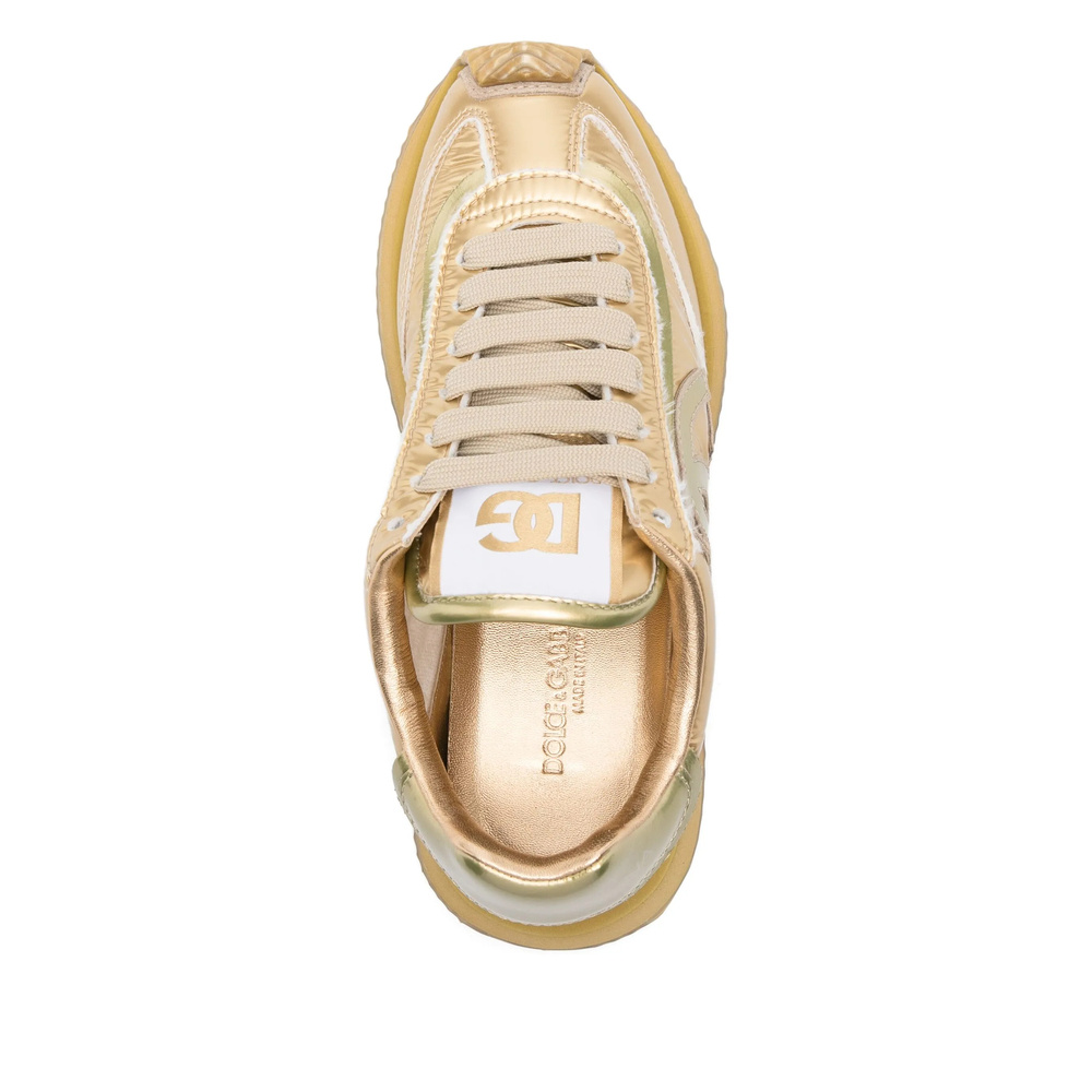 Dolce & Gabbana Dg Cushion Metallic Leather Sneakers In Gold