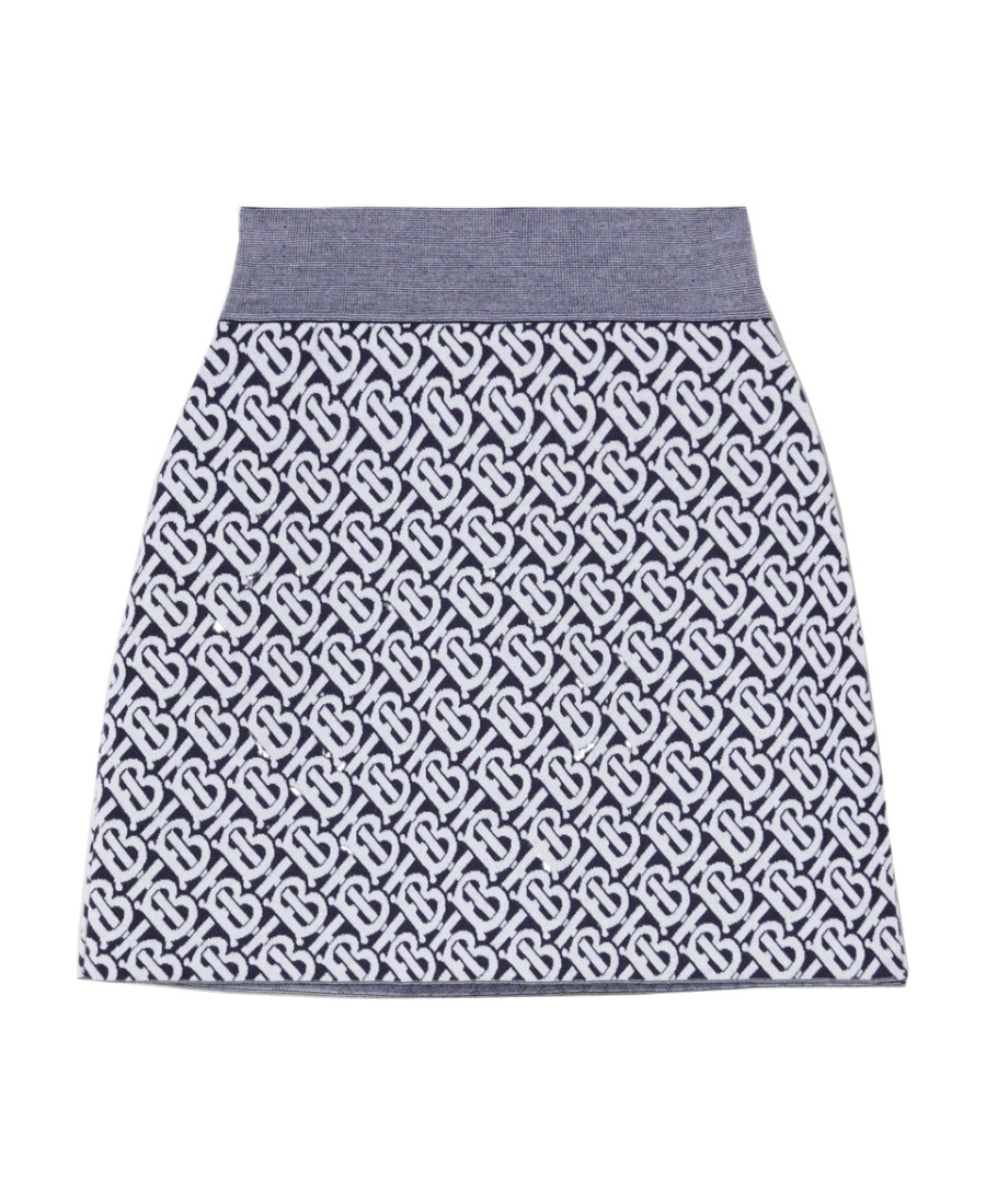 Burberry Wool-blend Jacquard Mini Skirt In White