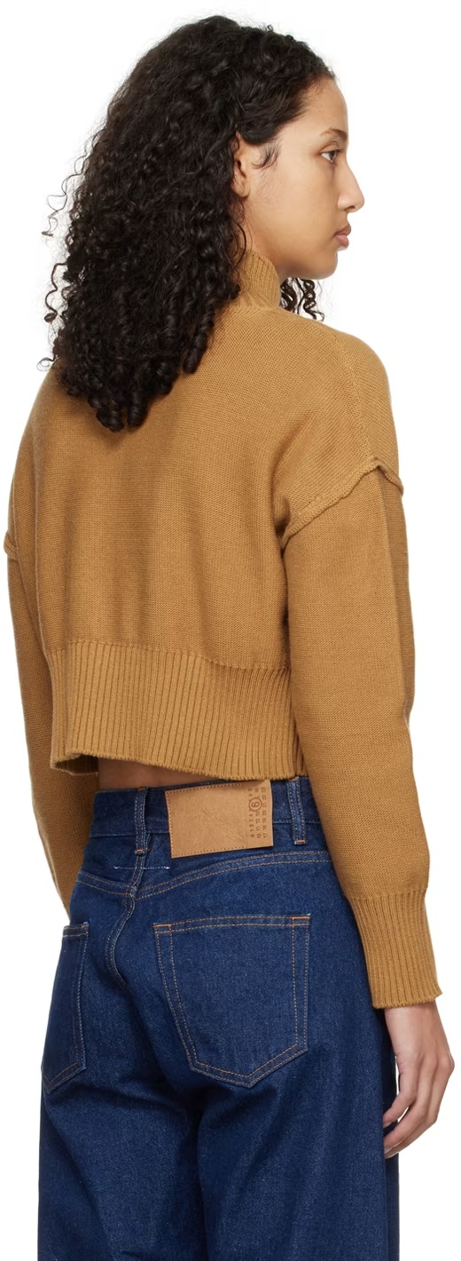 Mm6 Maison Margiela Tan Boxy Sweater In Brown
