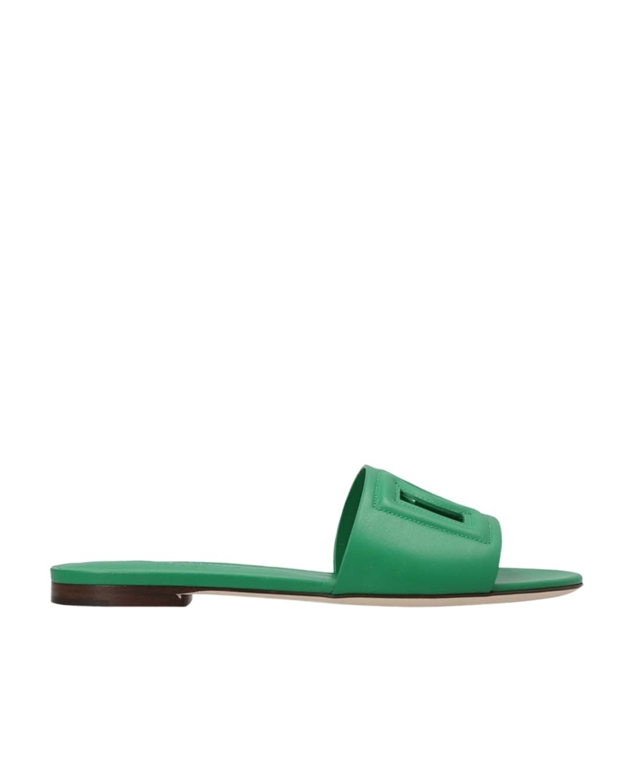 DOLCE & GABBANA LOGO-EMBOSSED LEATHER SANDALS 