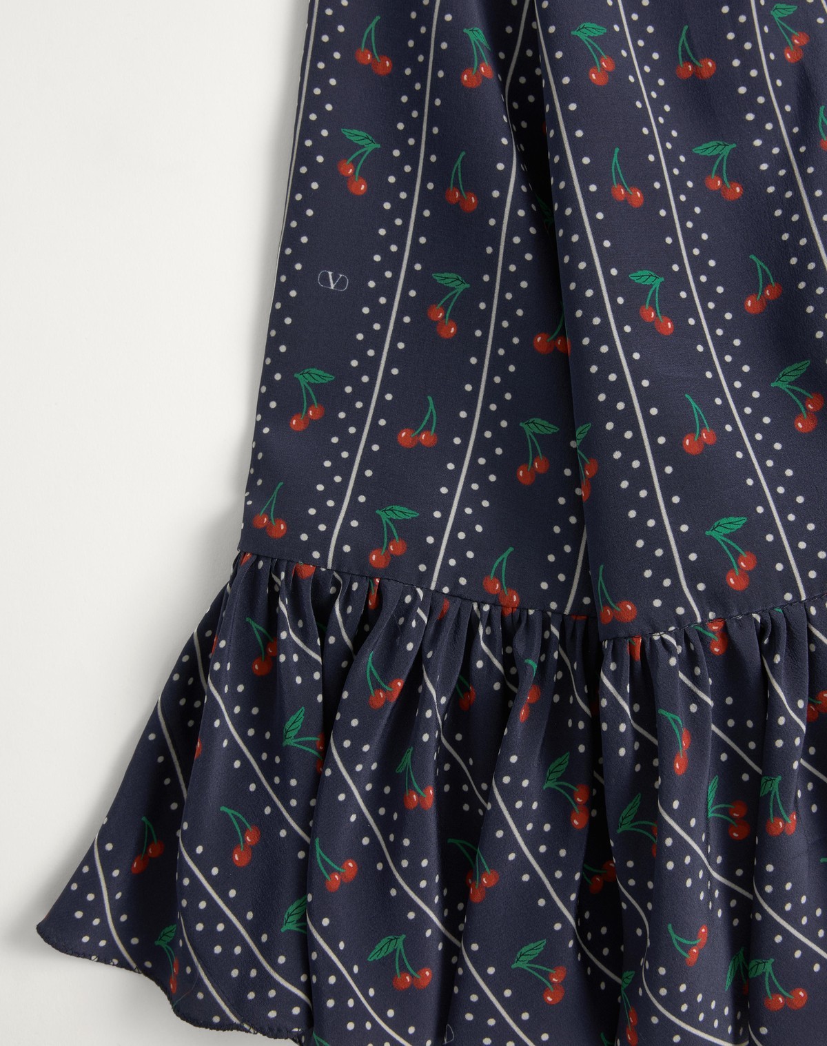 Valentino Crepe De Chine Midi Skirt With Cherryfic Print In Black