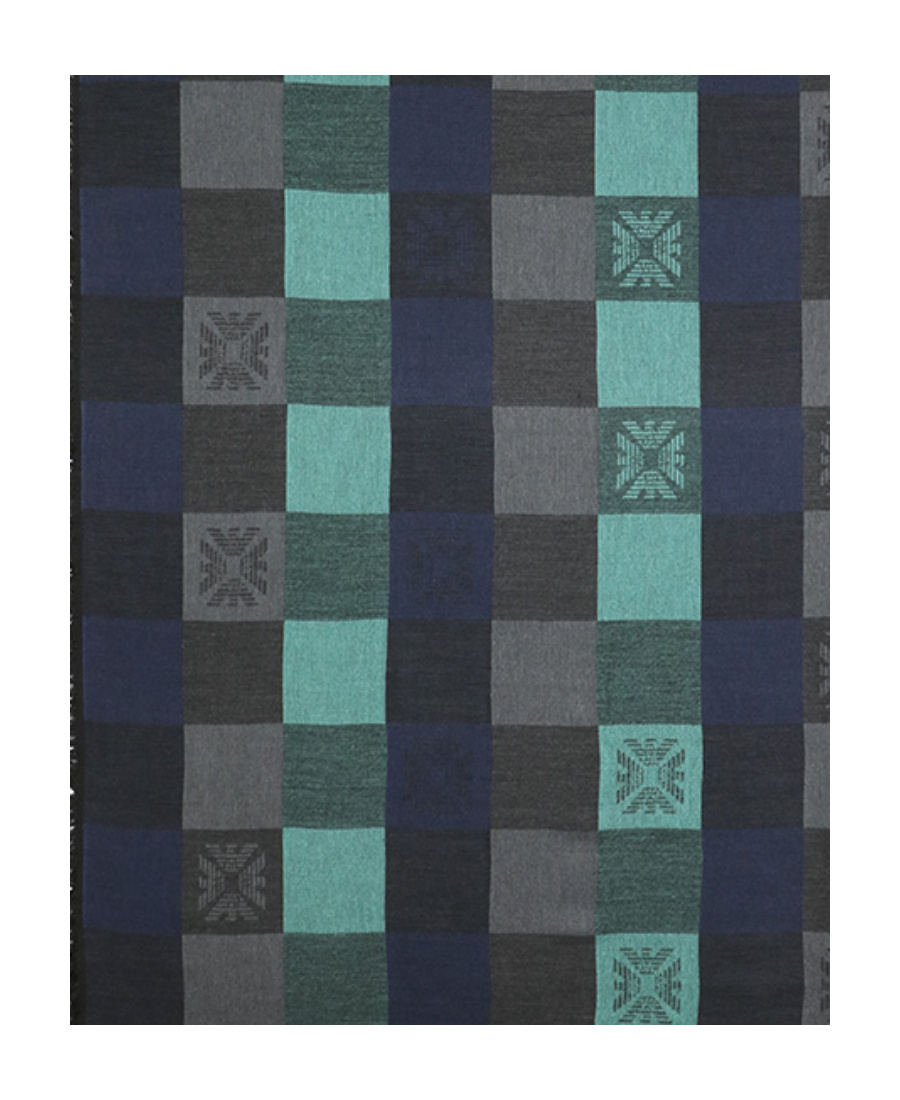 Emporio Armani Logo Checkered Scarf In Black