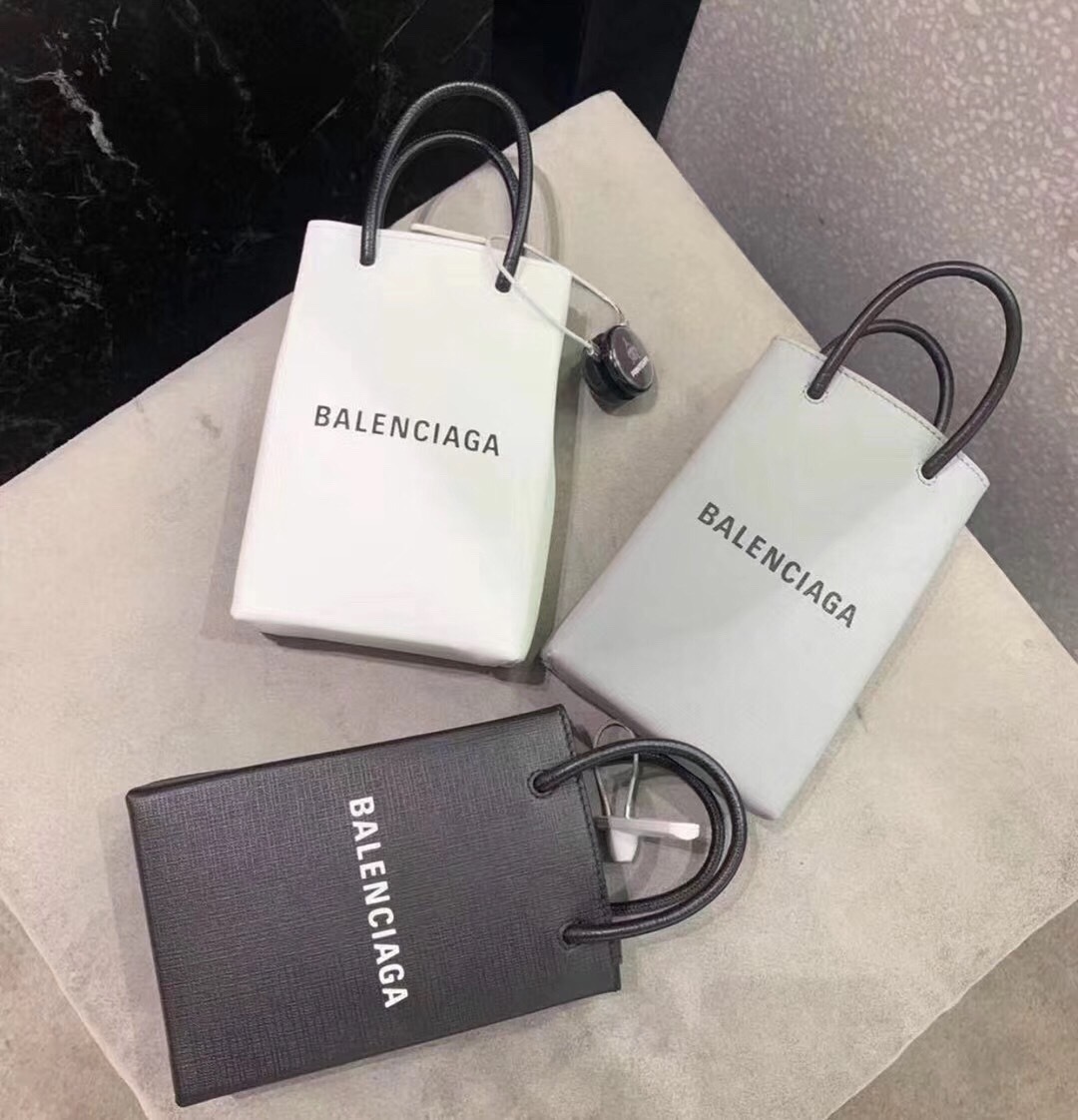 Balenciaga Shopping Phone Holder Bag In Black