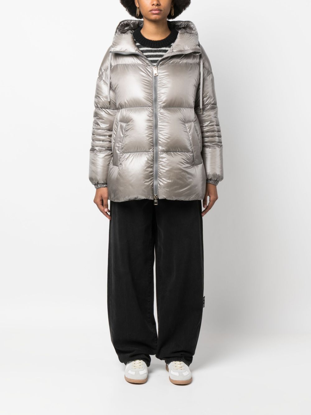 Herno Padded Down-feather Zip-up Jacket In Gray