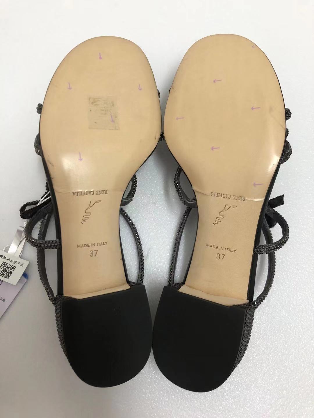 René Caovilla Water Drill Bow Sandals In Black
